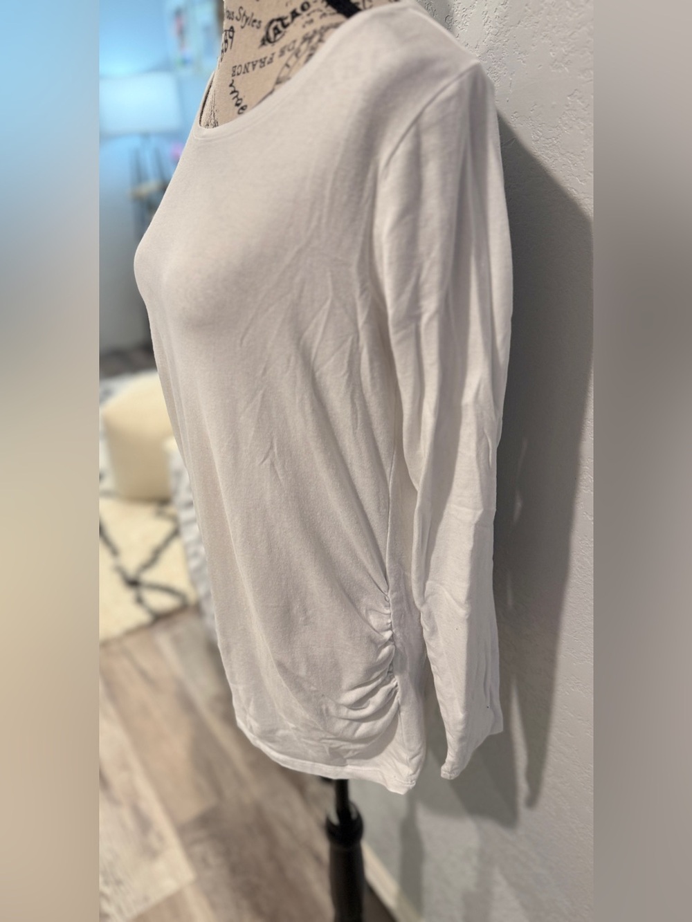 BumpStart by Motherhood Maternity White Long Sleeve Ruched Tee | Size Medium - Picture 4 of 10